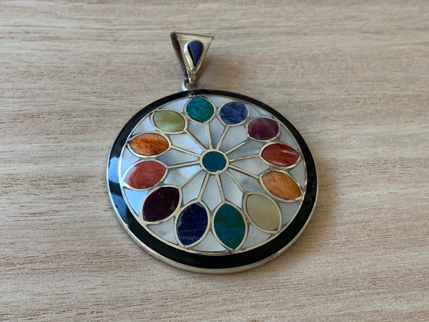 Flower of life with silver pendant ,  Chakra silver pendant, Geometry pattern pendant, Unique pendant