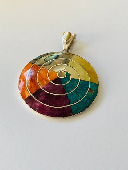 Pachamama silver pendant, Spiral Pachamama Necklace, Geometric silver pendant,Mother Earth Pendant