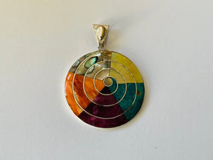 Pachamama silver pendant, Spiral Pachamama Necklace, Geometric silver pendant,Mother Earth Pendant