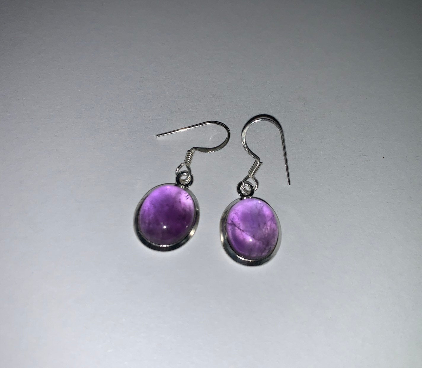 Amethyst sterling silver earrings Oval