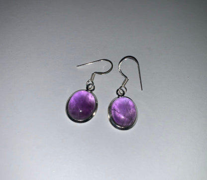Amethyst sterling silver earrings Oval