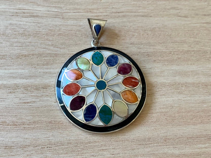 Flower of life with silver pendant ,  Chakra silver pendant, Geometry pattern pendant, Unique pendant