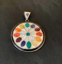 Load image into Gallery viewer, Flower of life with silver pendant ,  Chakra silver pendant, Geometry pattern pendant, Unique pendant