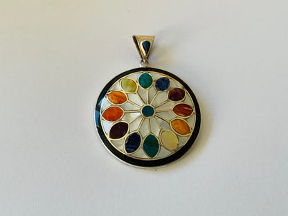 Flower of life with silver pendant ,  Chakra silver pendant, Geometry pattern pendant, Unique pendant