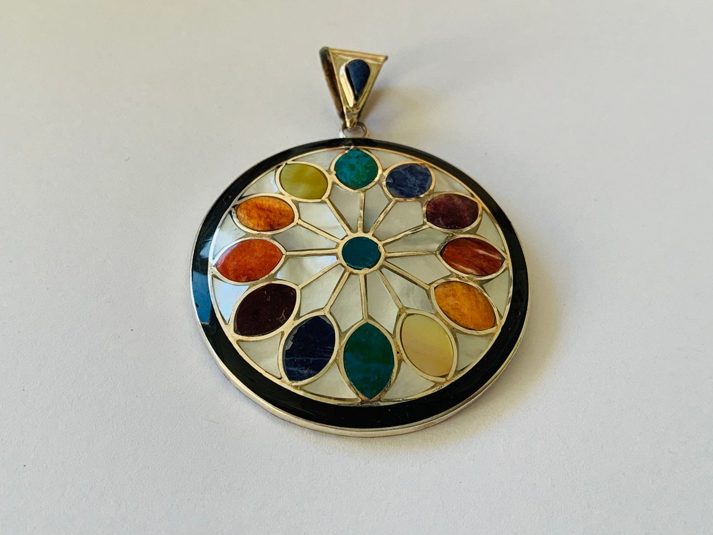 Flower of life with silver pendant ,  Chakra silver pendant, Geometry pattern pendant, Unique pendant