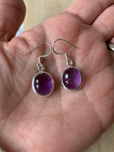 Load image into Gallery viewer, Amethyst sterling silver earrings Oval