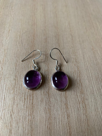 Amethyst sterling silver earrings Oval