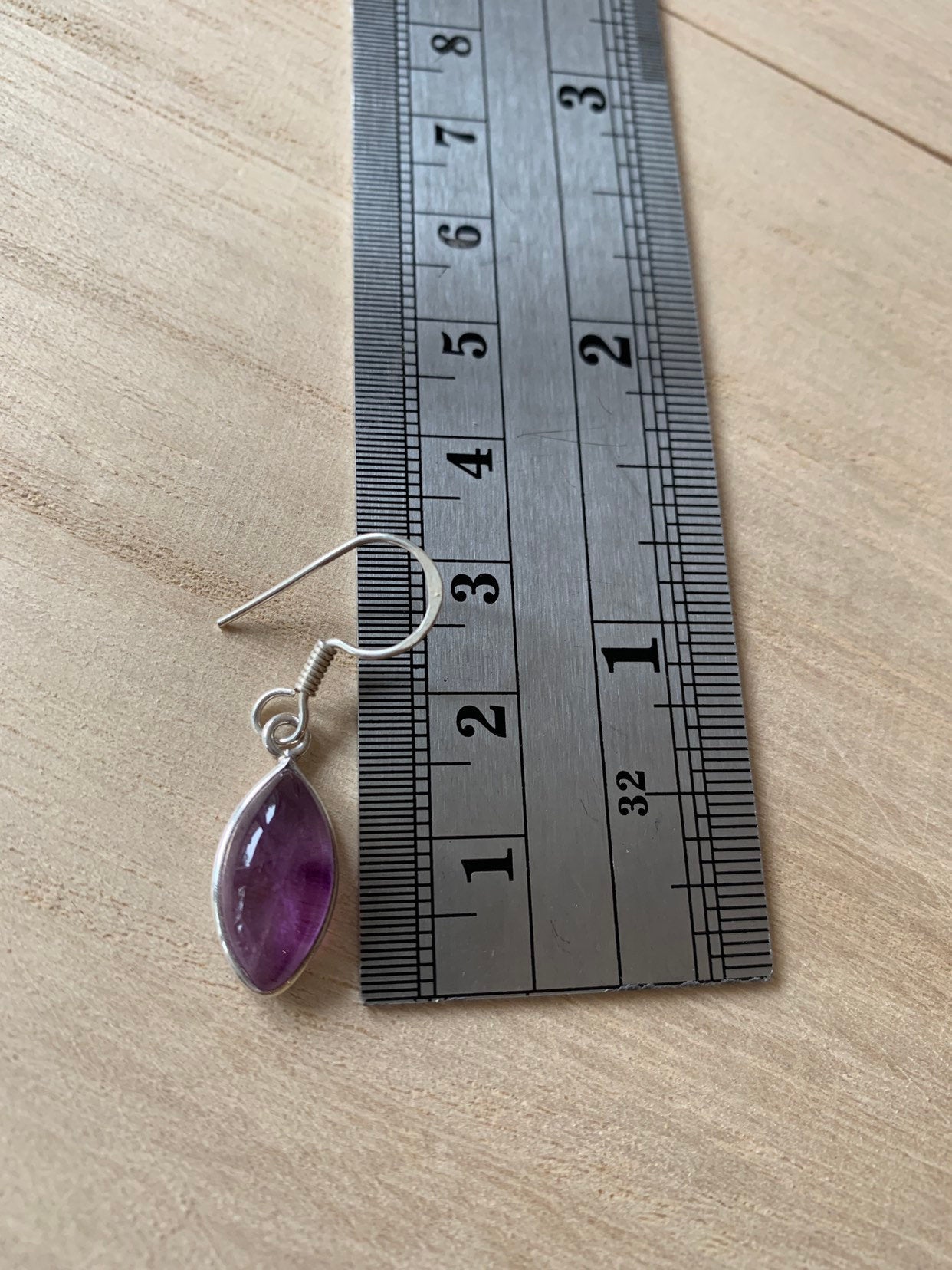 Amethyst sterling silver earrings Almond
