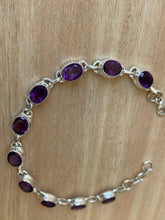 Load image into Gallery viewer, Faceted Amethyst sterling silver bracelet
