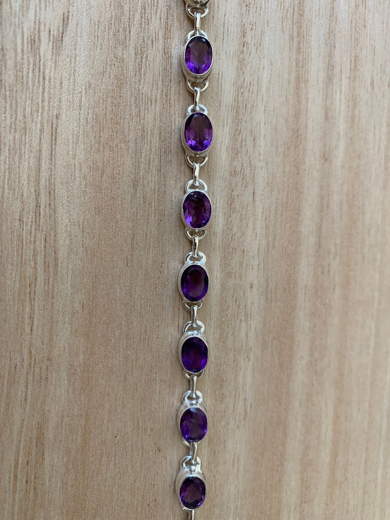 Faceted Amethyst sterling silver bracelet