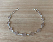 Load image into Gallery viewer, Rose quartz sterling silver bracelet Oval