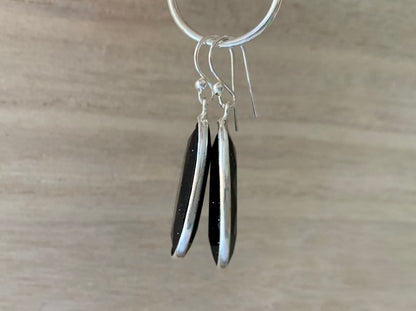 Big blue sandstone faceted silver earrings