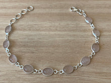 Load image into Gallery viewer, Rose quartz sterling silver bracelet Oval