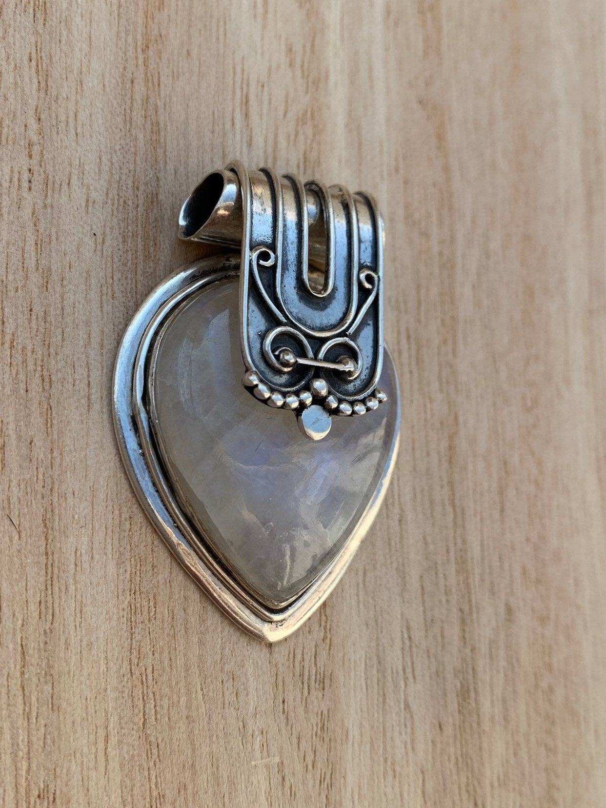 Moonstone silver pendant, Heart shaped  Rainbow Moonstone pendant, Moonstone, Moonstone necklace, Moonstone birthstone