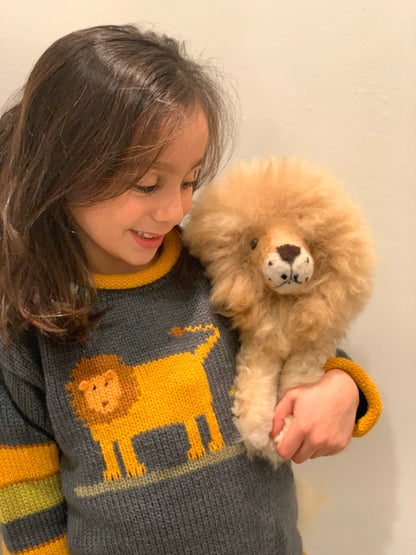 Toddler knit Jumper, Lion motif Sweater, Alpaca Sweater, Knitted boy jumper, Grey lion pullover, Wool boy jumper, Gift for boys