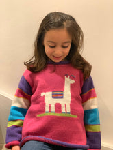 Load image into Gallery viewer, Toddler llama knit jumper, Pink llama pullover made from alpaca wool, Llama sweater, Llama gilrl clothing