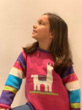 Load image into Gallery viewer, Toddler llama knit jumper, Pink llama pullover made from alpaca wool, Llama sweater, Llama gilrl clothing