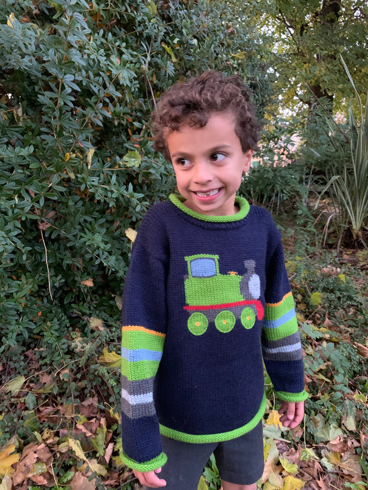 Boy Alpaca Jumper Train motif, Boy Alpaca Jumper Sweater Train motif