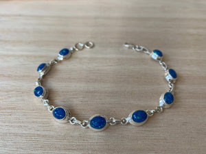 Blue faux Opal sterling silver bracelet