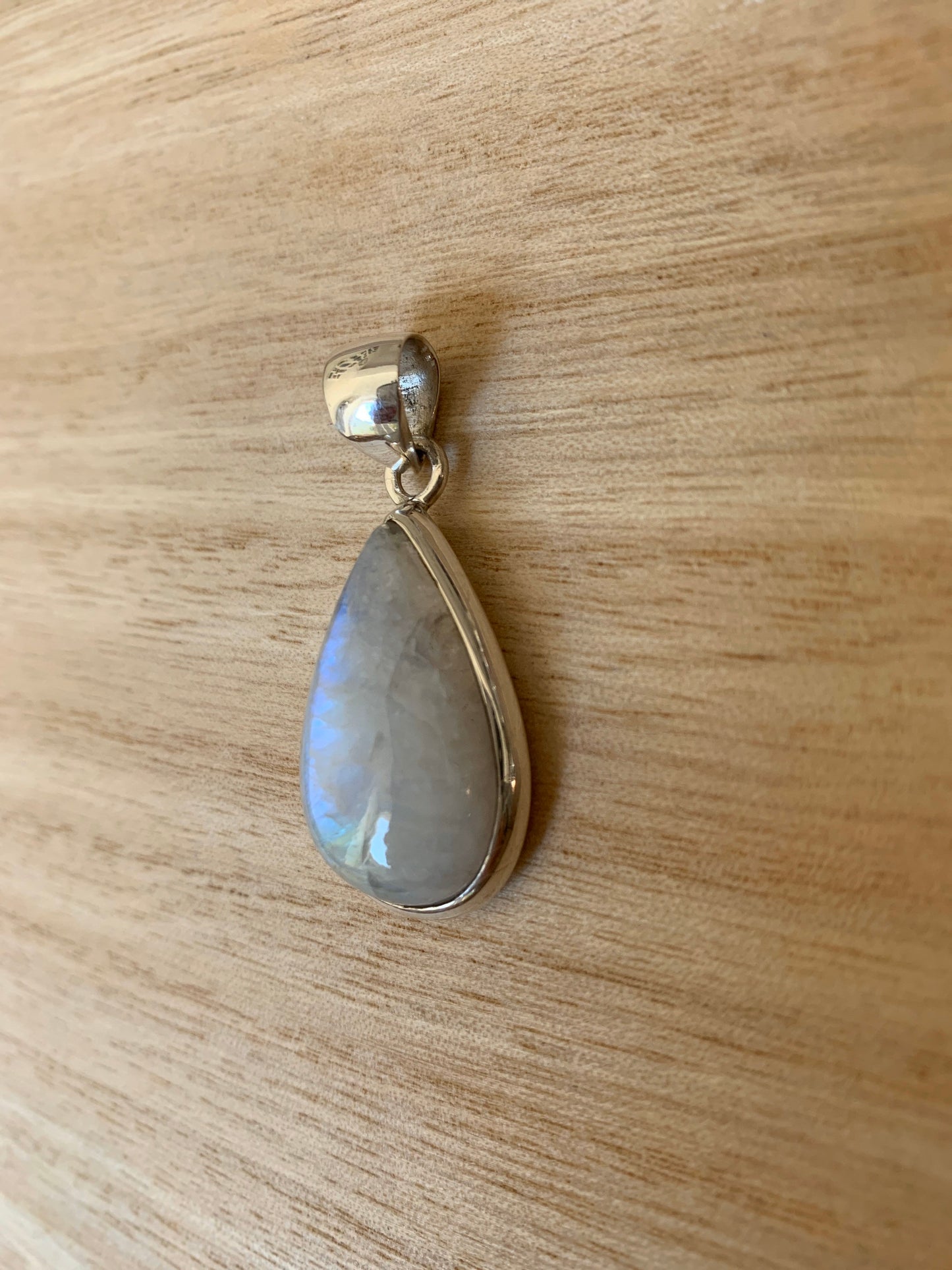 Moonstone silver pendant, Teardrop shaped  Rainbow Moonstone pendant, Moonstone, Moonstone necklace, Moonstone birthstone
