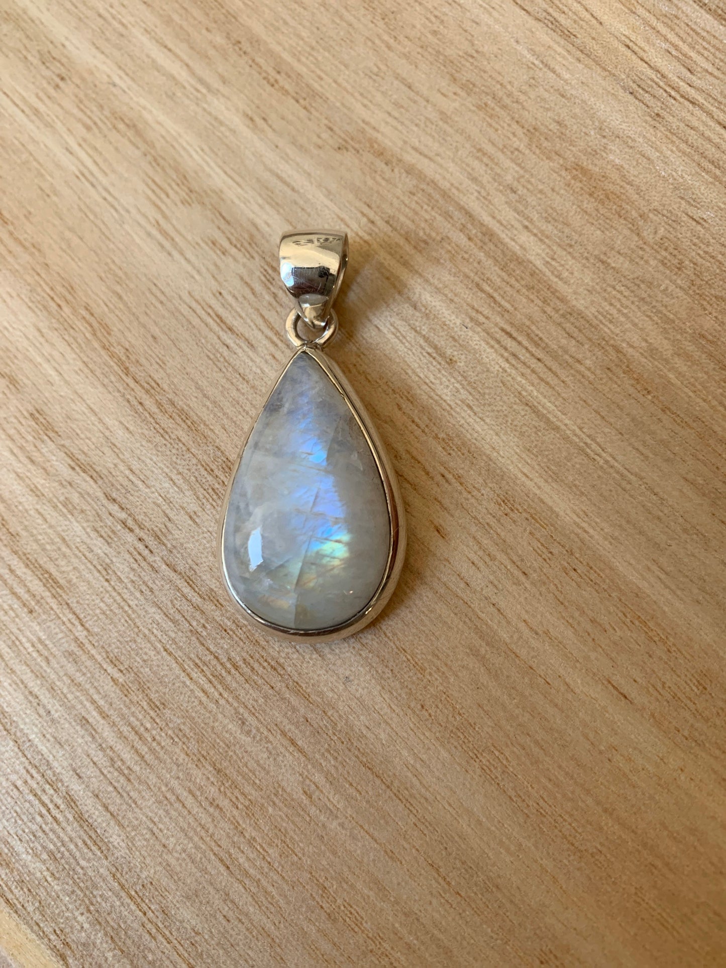 Moonstone silver pendant, Teardrop shaped  Rainbow Moonstone pendant, Moonstone, Moonstone necklace, Moonstone birthstone