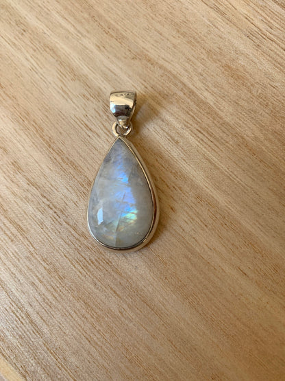 Moonstone silver pendant, Teardrop shaped  Rainbow Moonstone pendant, Moonstone, Moonstone necklace, Moonstone birthstone