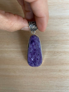 Purple chaorite  silver pendant, Teardrop chaorite pendant, natural purple chaorite  necklace,