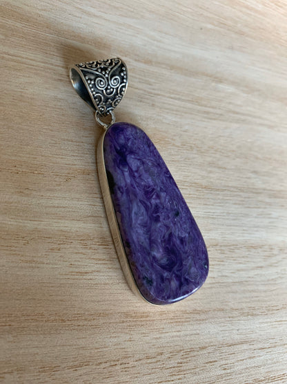 Purple chaorite  silver pendant, Teardrop chaorite pendant, natural purple chaorite  necklace,