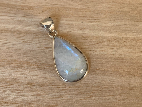 Moonstone silver pendant, Teardrop shaped  Rainbow Moonstone pendant, Moonstone, Moonstone necklace, Moonstone birthstone