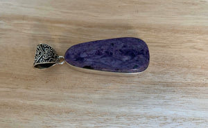 Purple chaorite  silver pendant, Teardrop chaorite pendant, natural purple chaorite  necklace,