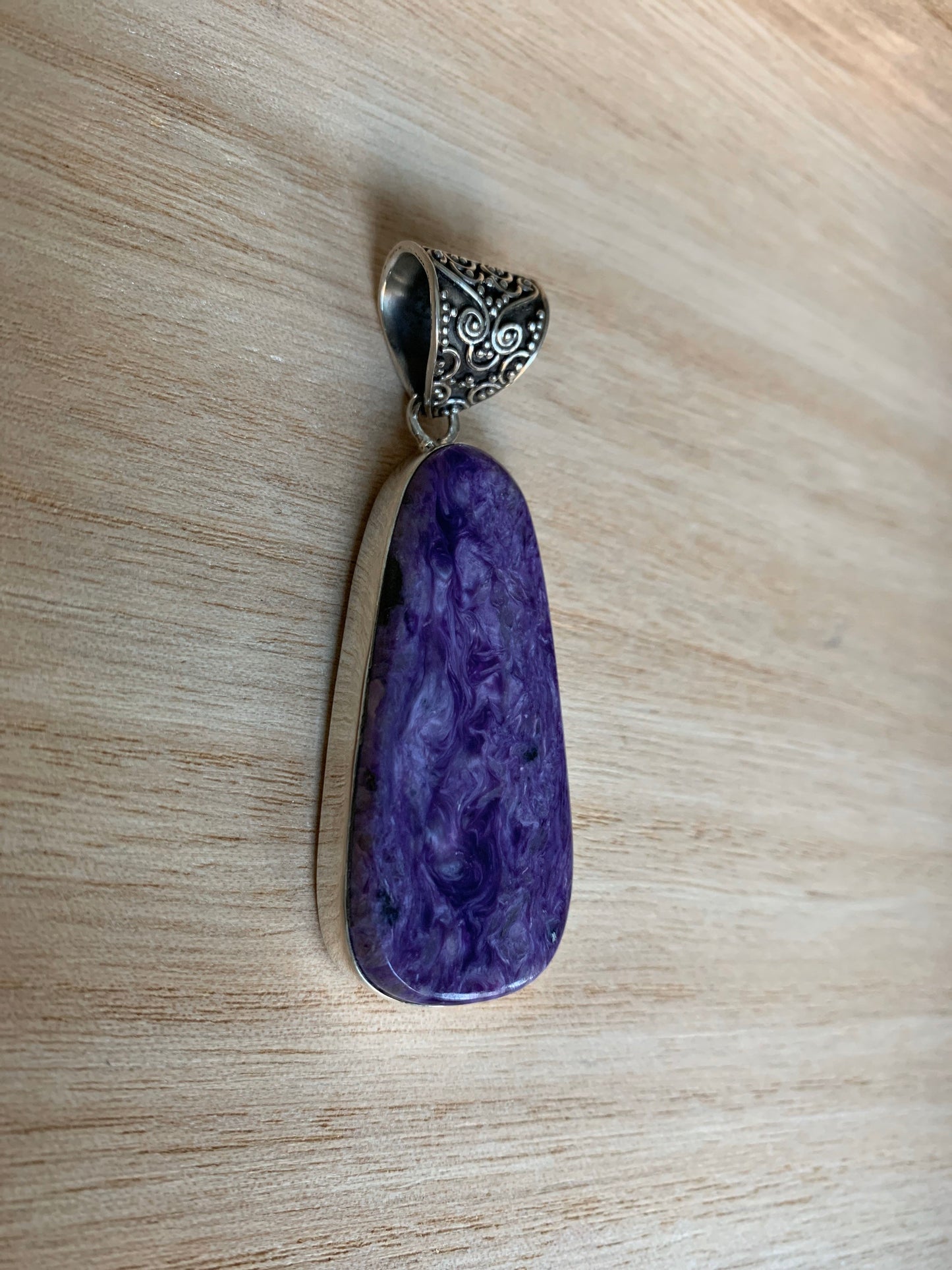 Purple chaorite  silver pendant, Teardrop chaorite pendant, natural purple chaorite  necklace,