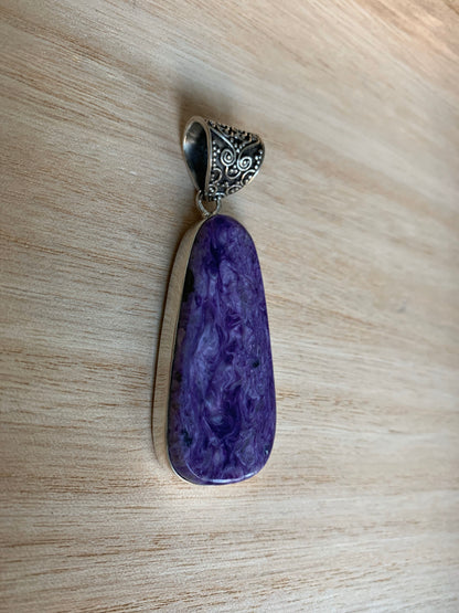 Purple chaorite  silver pendant, Teardrop chaorite pendant, natural purple chaorite  necklace,