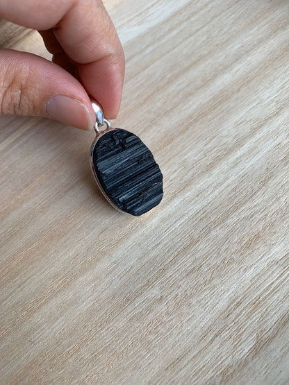 Black turmaline pendant, Sterling silver raw turmaline  pendant, Tourmaline jewellery, Natural turmaline, Turmaline Gifts
