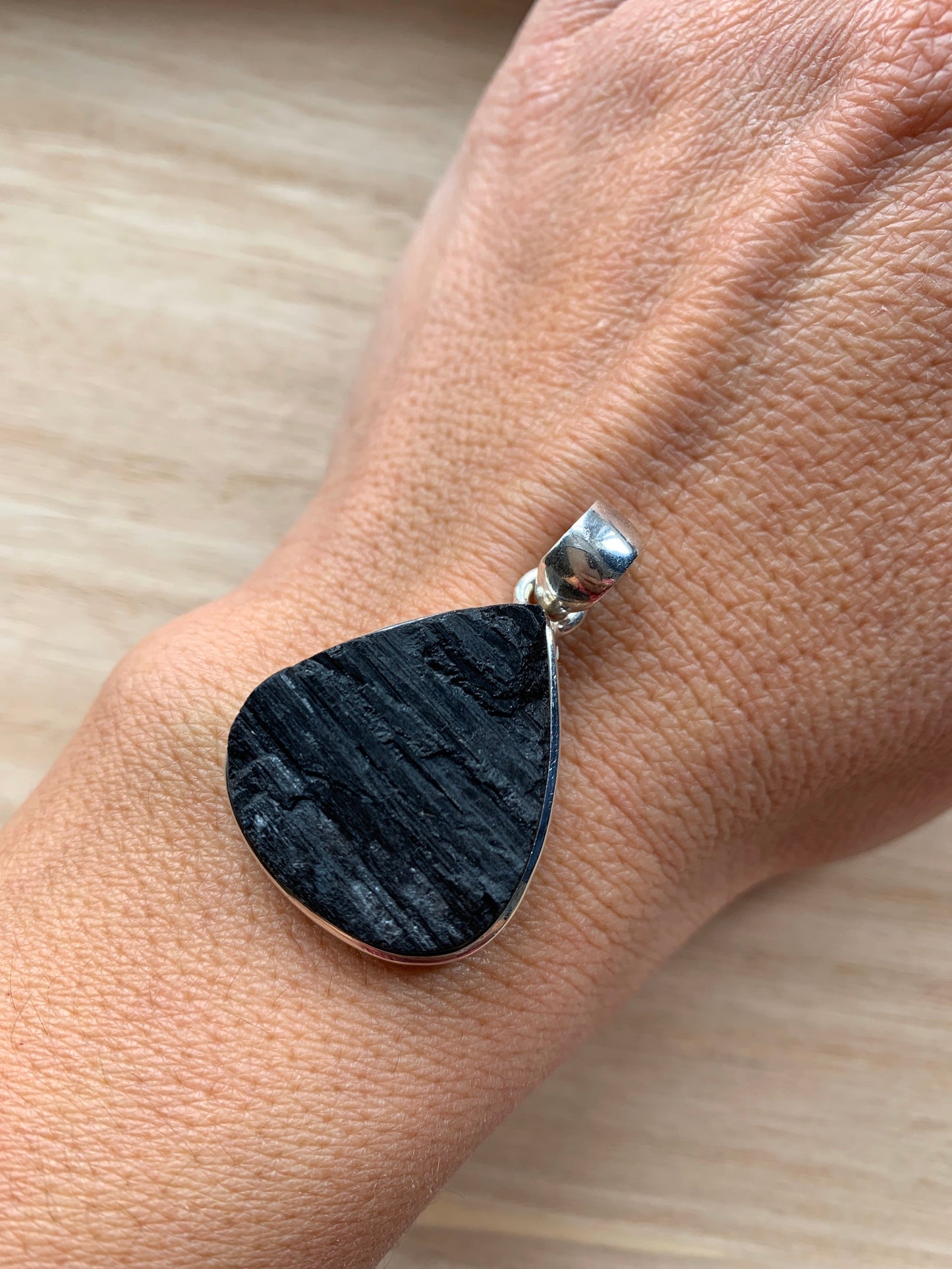 Black turmaline teardrop pendant, Sterling silver raw turmaline  pendant, Tourmaline jewellery, Turmaline,Natural turmaline, Turmaline Gifts