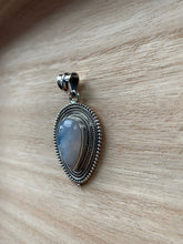 Load image into Gallery viewer, Moonstone silver pendant, Teardrop Rainbow Moonstone pendant, Moonstone, Moonstone necklace, Moonstone birthstone