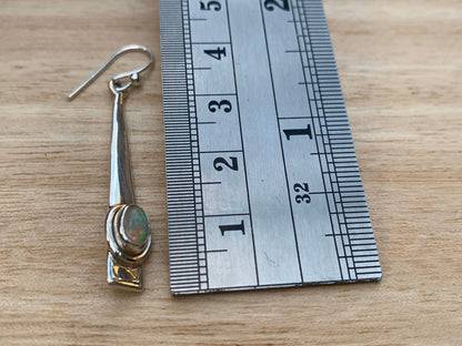Opal dangly silver earrings