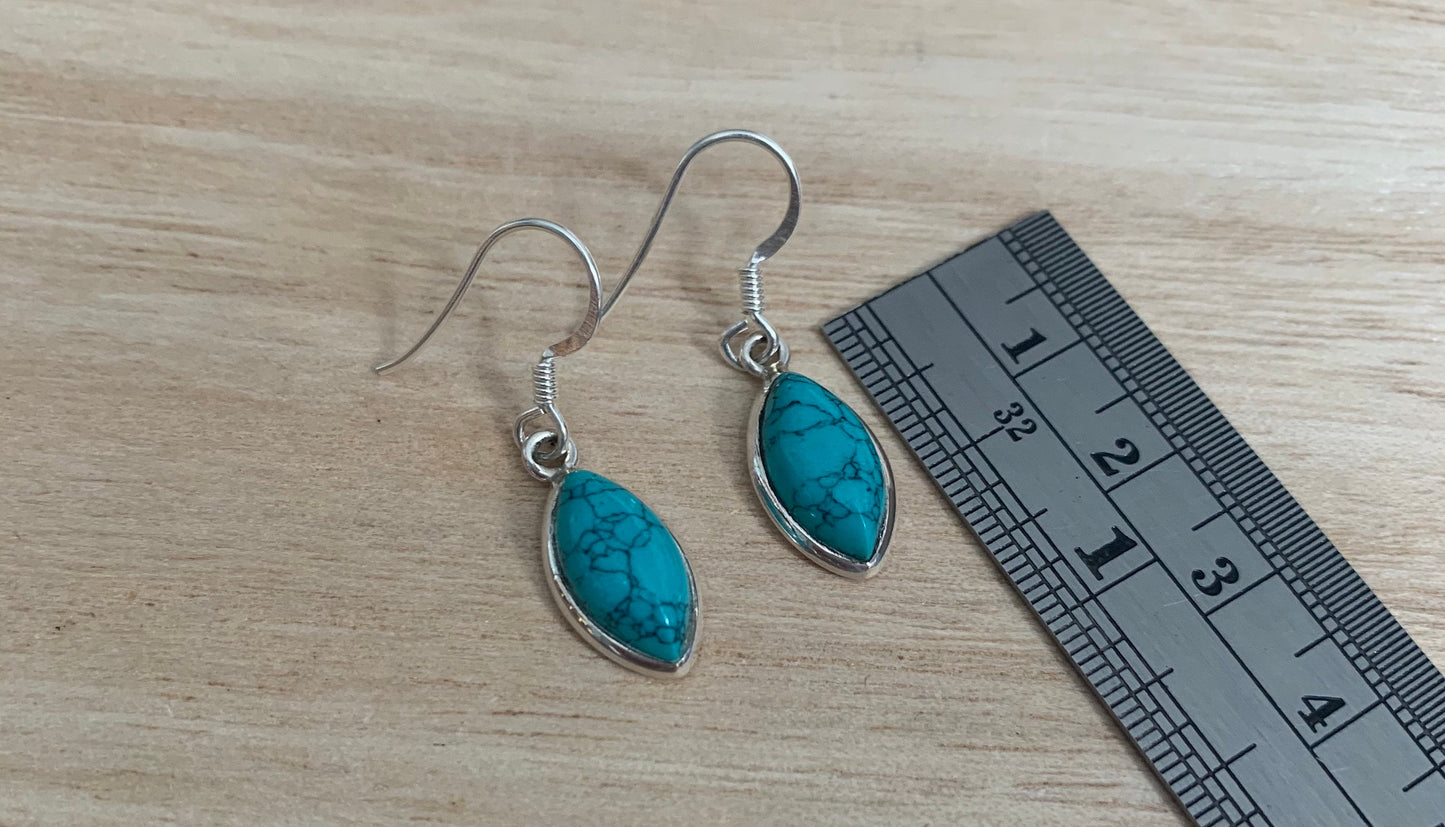Turquoise silver earrings Oval