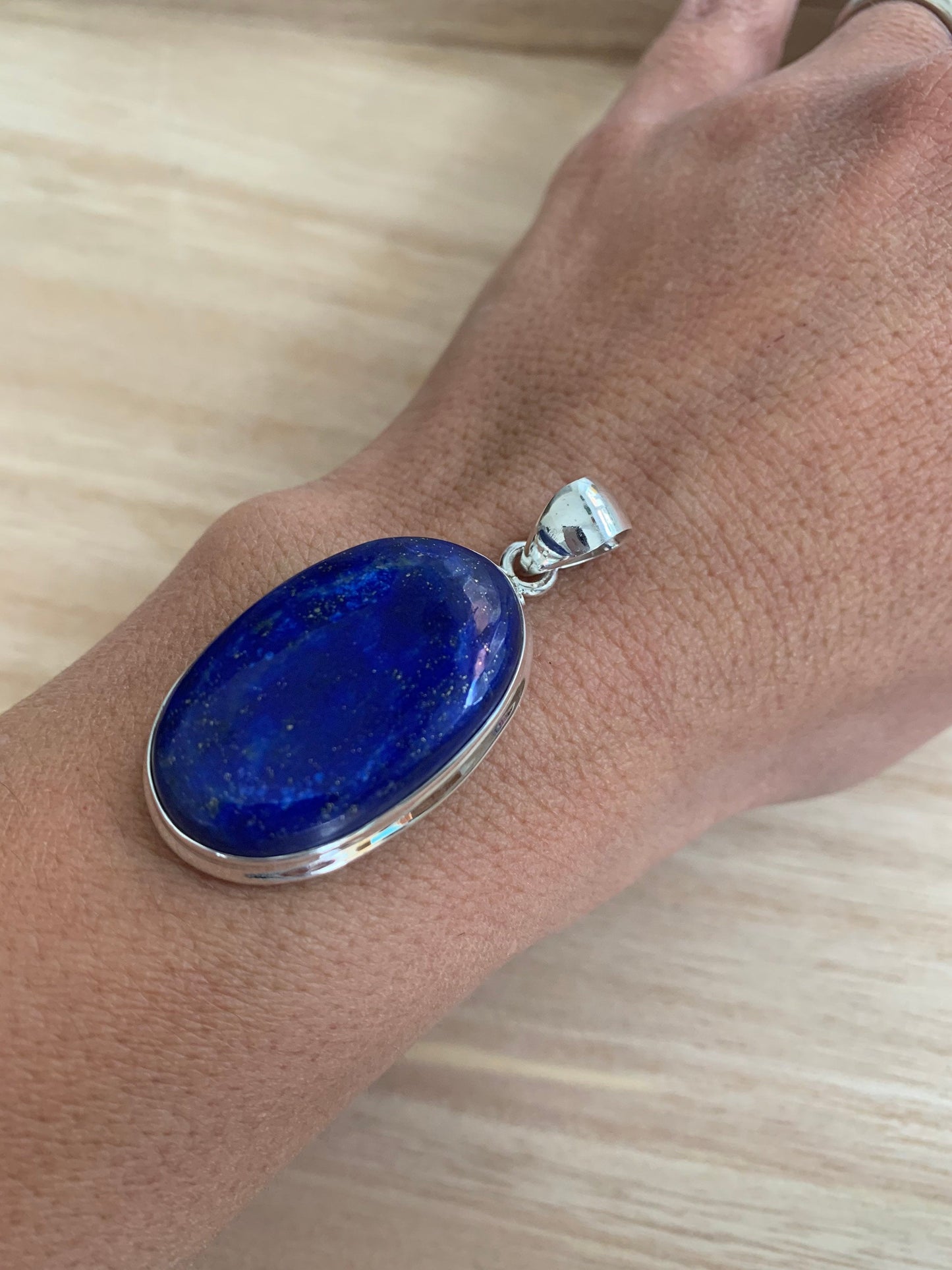 Lapis lazuli  silver pendant, Oval Lapis pendant, Lapis Lazuli pendant, Lapis lazuli birthstone, Beautiful Lapis pendant, Oval pendant