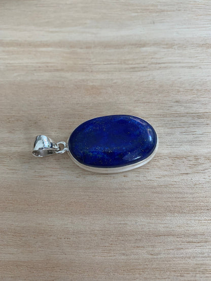 Lapis lazuli  silver pendant, Oval Lapis pendant, Lapis Lazuli pendant, Lapis lazuli birthstone, Beautiful Lapis pendant, Oval pendant