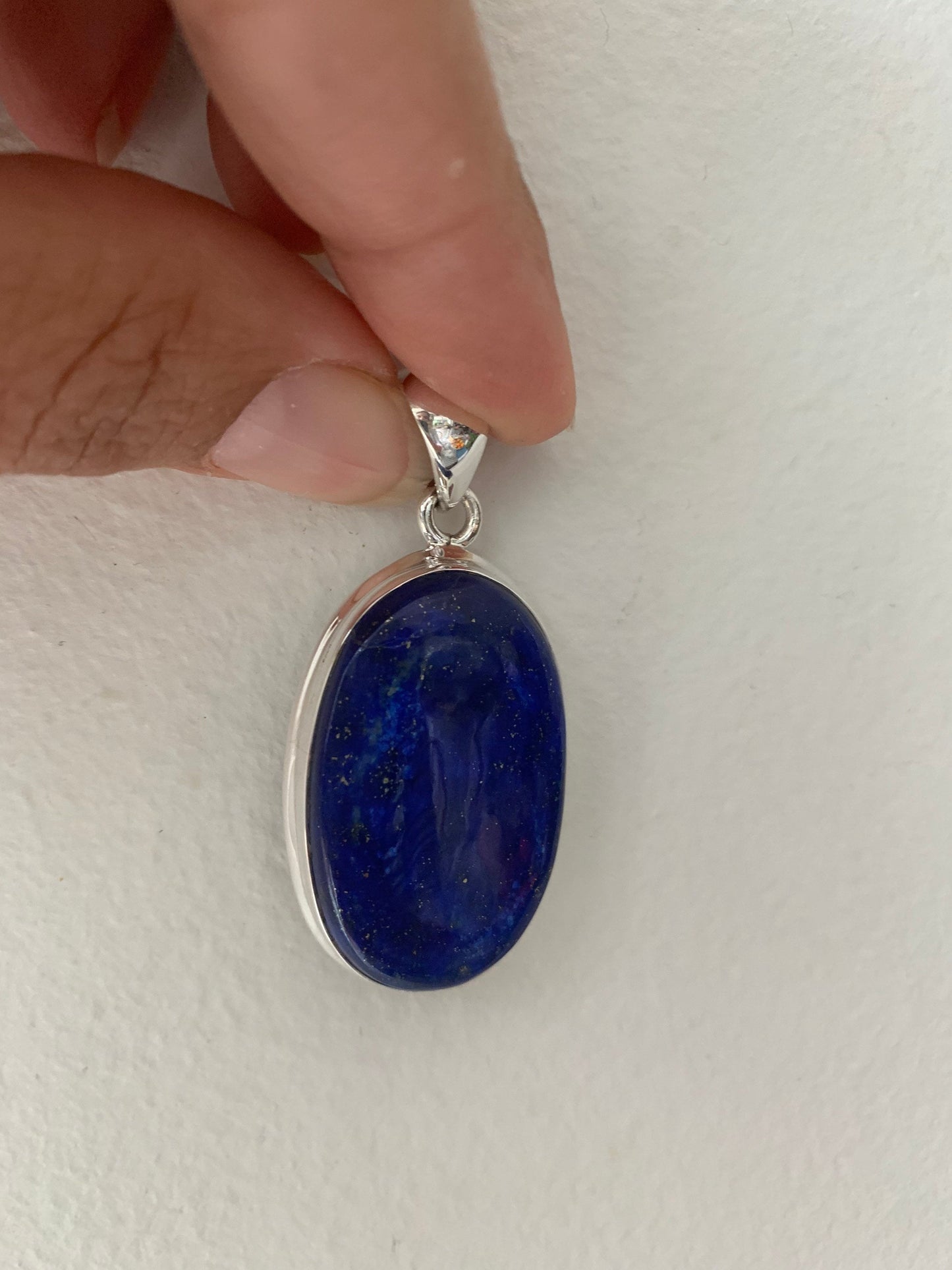Lapis lazuli  silver pendant, Oval Lapis pendant, Lapis Lazuli pendant, Lapis lazuli birthstone, Beautiful Lapis pendant, Oval pendant