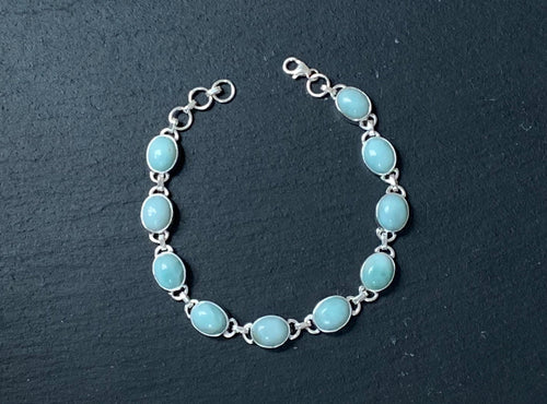 Larimar sterling silver link bracelet Oval