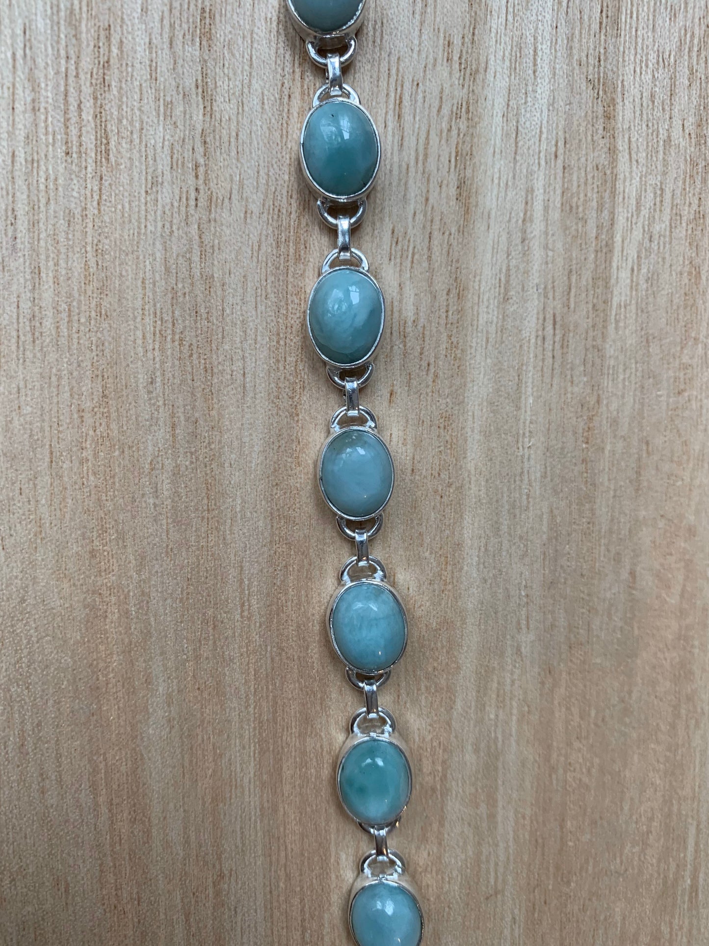 Larimar sterling silver link bracelet Oval