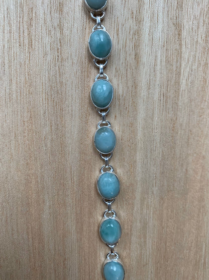 Larimar sterling silver link bracelet Oval