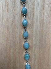 Load image into Gallery viewer, Larimar sterling silver link bracelet Oval