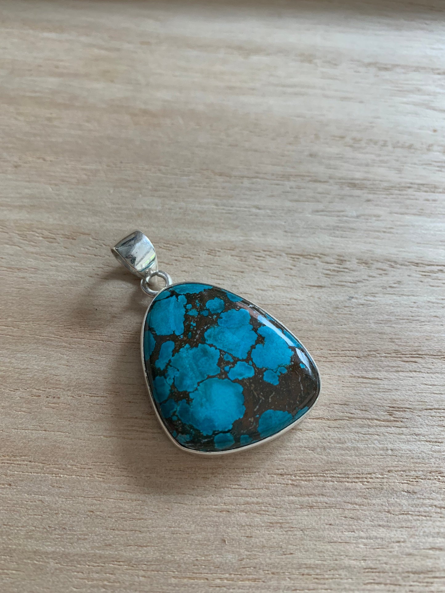 Turquoise sterling silver pendant, Real turquoise pendant, Women Turquoise pendant, December birthstone bracelet