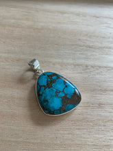 Load image into Gallery viewer, Turquoise sterling silver pendant, Real turquoise pendant, Women Turquoise pendant, December birthstone bracelet