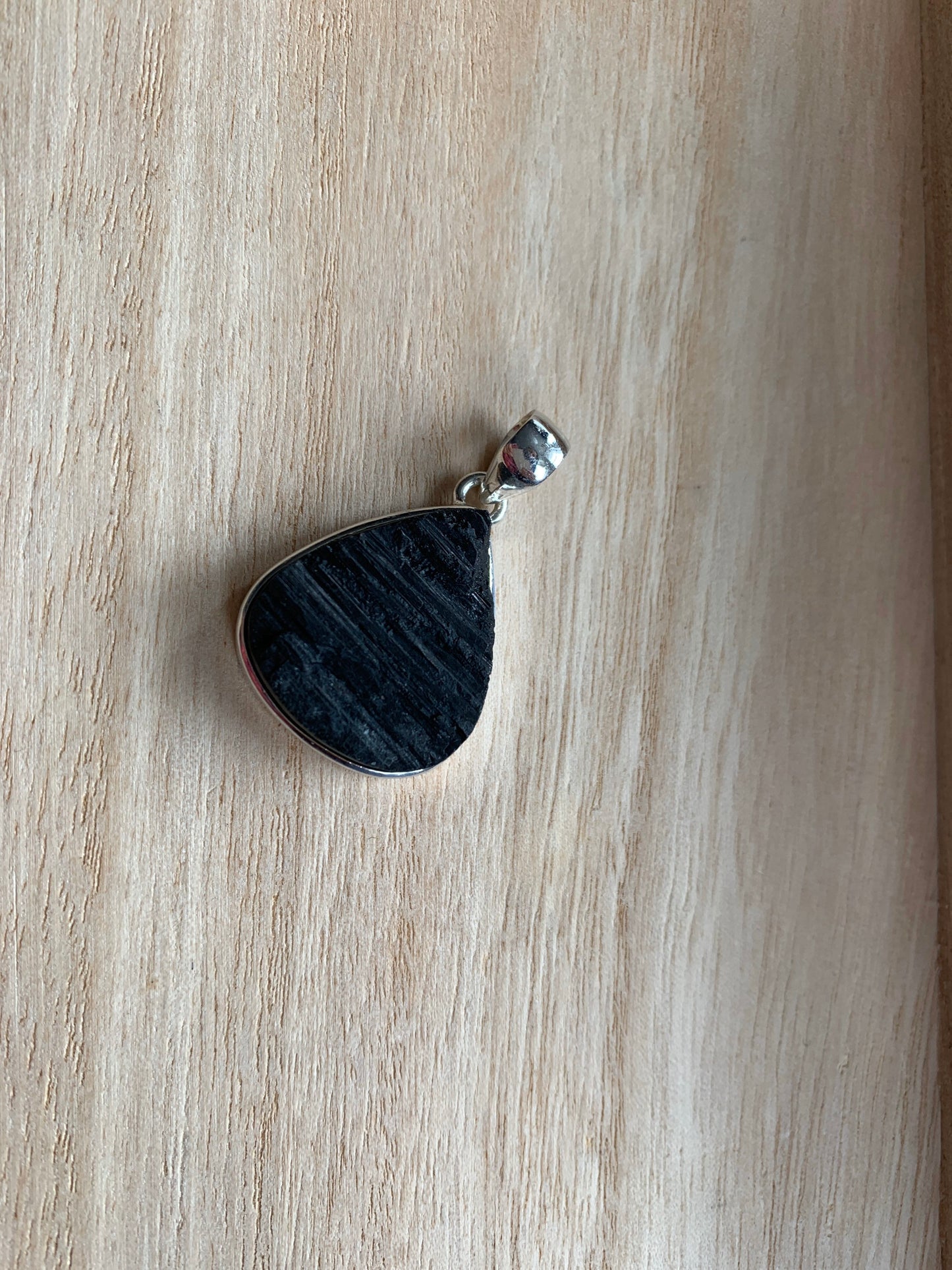 Black turmaline teardrop pendant, Sterling silver raw turmaline  pendant, Tourmaline jewellery, Turmaline,Natural turmaline, Turmaline Gifts