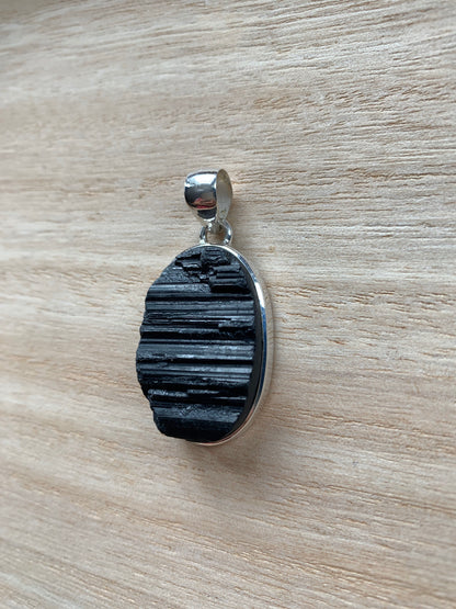 Black turmaline pendant, Sterling silver raw turmaline  pendant, Tourmaline jewellery, Natural turmaline, Turmaline Gifts