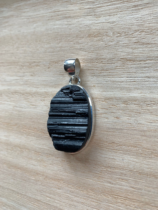 Black turmaline pendant, Sterling silver raw turmaline  pendant, Tourmaline jewellery, Natural turmaline, Turmaline Gifts