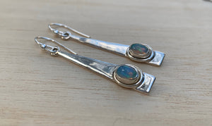 Opal dangly silver earrings